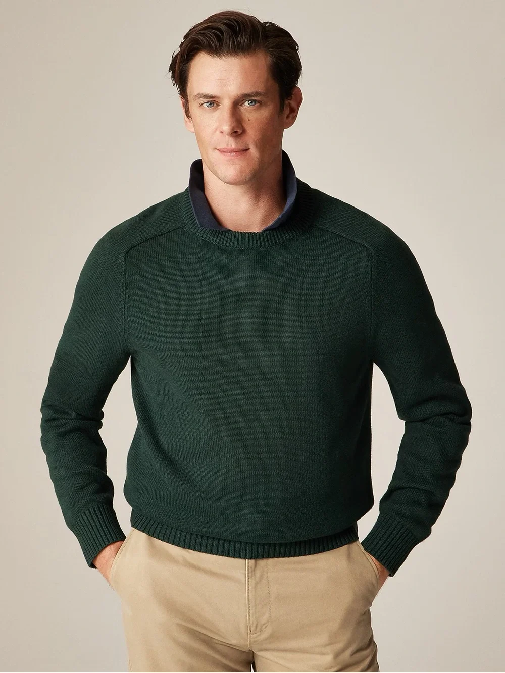 J. CREW Heritage cotton crewneck sweater in J. Crew Green Size S $98 BI841